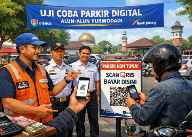 Parkir Digital Mulai Diuji di Alun-alun Purwodadi, Dishub Dorong Transparansi Retribusi
